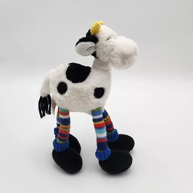 RUSS BERRIE BLACK & White Cow Plush Stuffed Animal Lovey 7” Stripe