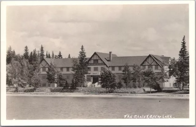 1930s CLEAR LAKE, Iowa RPPC Real Photo Postcard "The Chalet" Hotel Building View