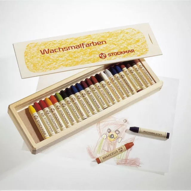 Stockmar Wachsmalstifte 24 Farben Wachsmaler Wachsmalkreide Holzkassette
