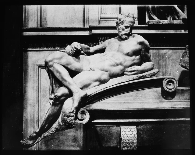 ANTIQUE Magic Lantern Slide MICHELANGELOS TOMB FLORENCE C1900 PHOTO ITALY