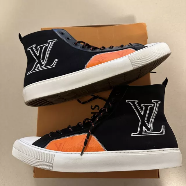 Louis Vuitton Men's US 8 Virgil Abloh Orange Tattoo High Top Sneaker 10lk630s