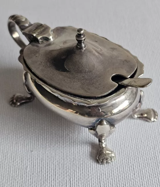 Strachan Silver Plated Lidded Mustard Dish with Blue Dish & Spoon