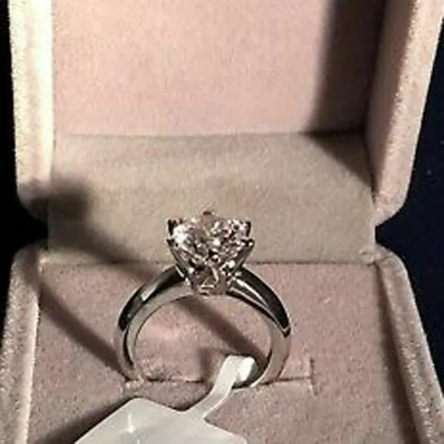 2 CT 14K Plaqué or Blanc LC Moissanite Fiançailles Solitaire Promesse Bague