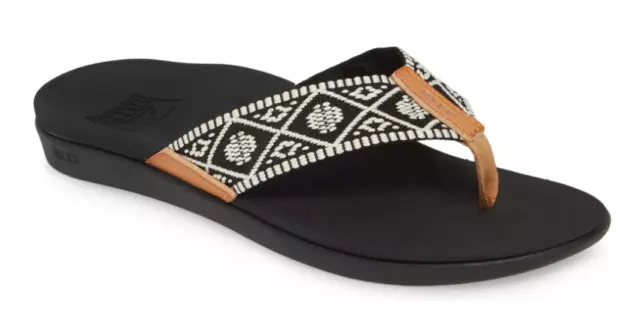 Reef Ortho Bounce Woven Black/White Sandal Flip Flop Women's sizes 5-11/NEW!!!