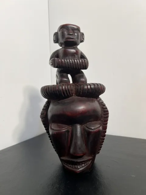 African Hand Carving Ceremonial Traditional Hard Wood 9” Figurine