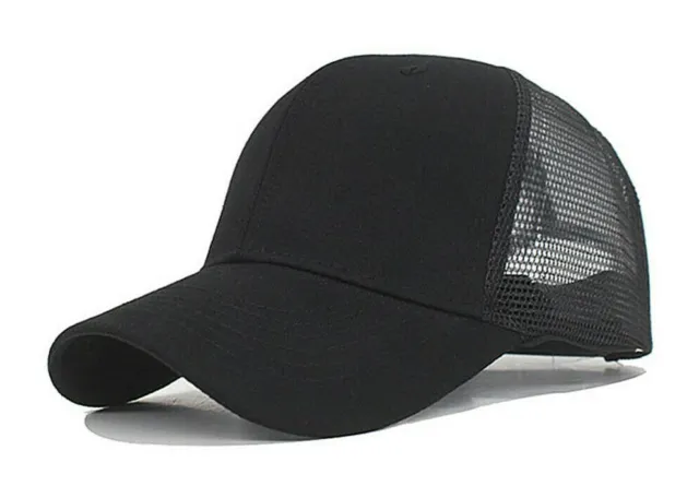 Mens Womens Trucker Hat Mesh Back Plain Solid Snapback Baseball Cap Blank Visor 3