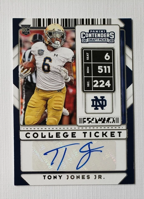 2020 Panini Contenders Draft Picks College Ticket Tony Jones Jr RC Auto #126