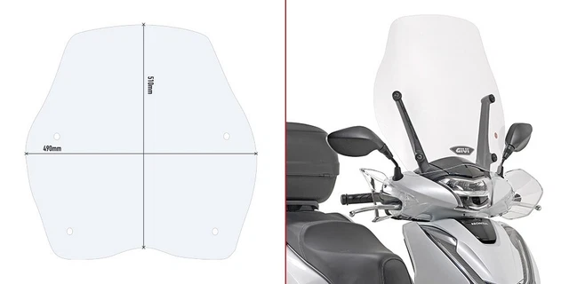 GIVI Parabrezza Trasparente Per Attacchi Originali Honda Sh i 125 150 2017 2019