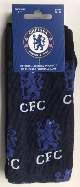 Chelsea FC Official Logo Crest Socks. UK Mens Size 8-11 *NEW* Blue / Black