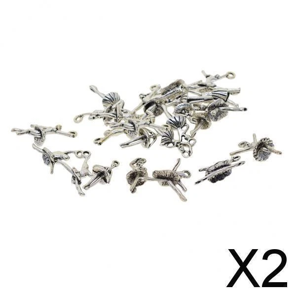 2X 24pcs Ballet Forme Charms Pendentifs Résultats pour DIY Collier