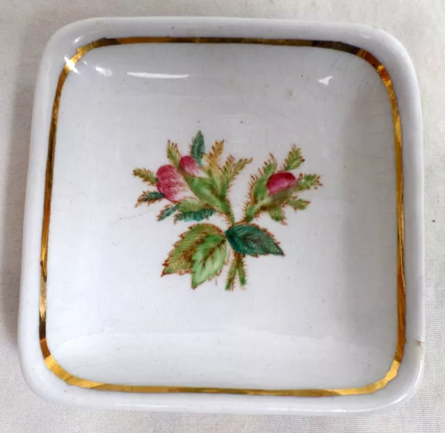 Vintage Butter Pat 2.5 Square Pink Roses Royal Ironstone  England Grindley & Co