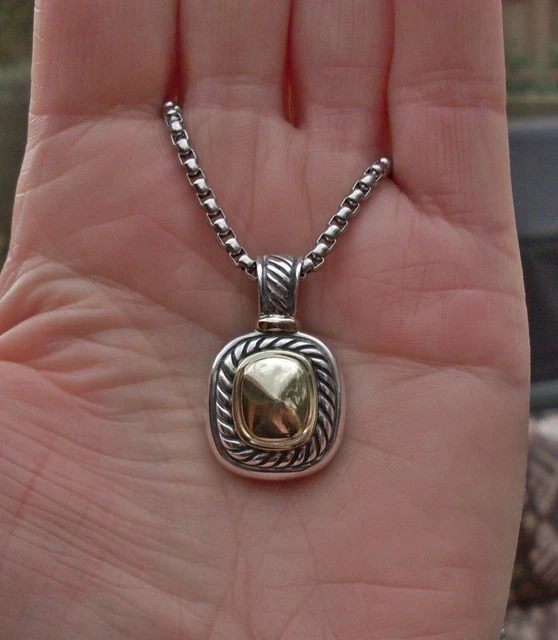 Retired David Yurman Large Albion Gold Dome Enhancer Pendant w/Chain - 14K/925
