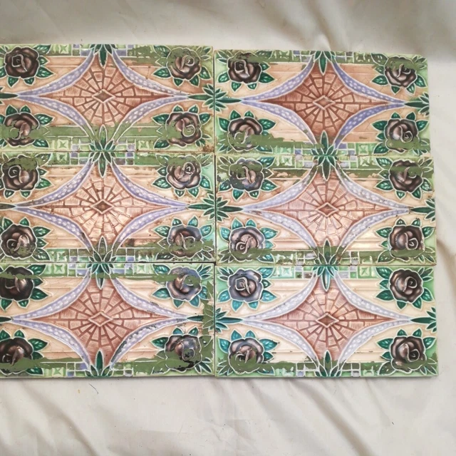 Antique Japanese Maiolica tile Made in Japan Taisho Romantic From Japan Used