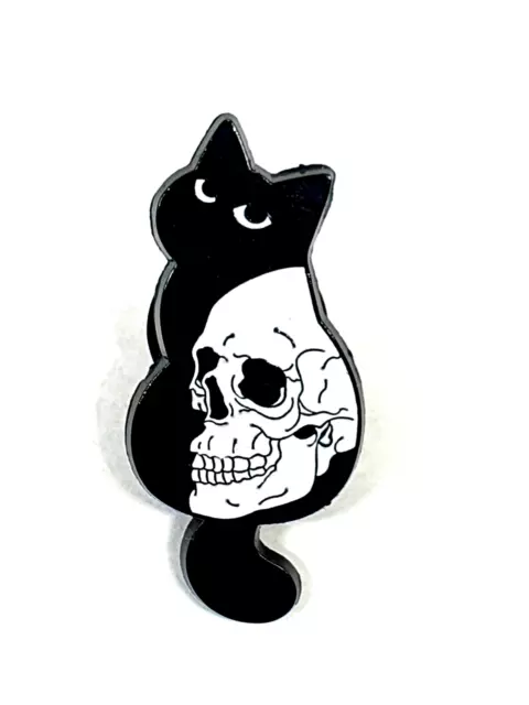 Broche con insignia de Pin negro de calavera de gato, insignia de solapa...