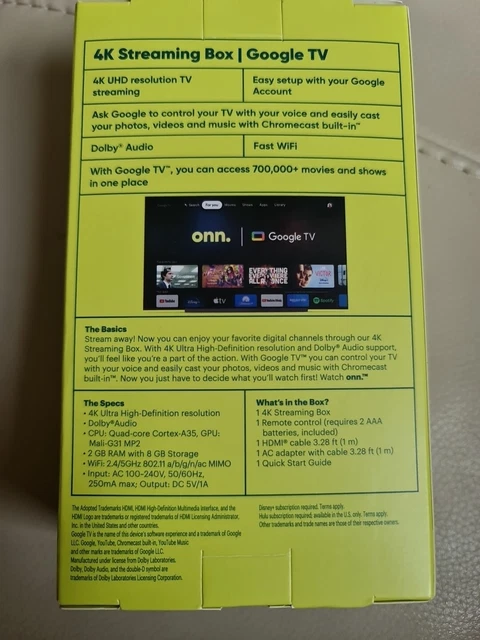 One 4k Android ONN 4K GOOGLE TV Android Box Chromecast Built-in.... £53.00 - PicClick UK