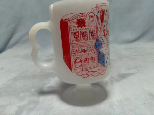 "To Hell with Work, Lets Go to Reno" Milk Glass Pedestal Coffee Mug Cup 4