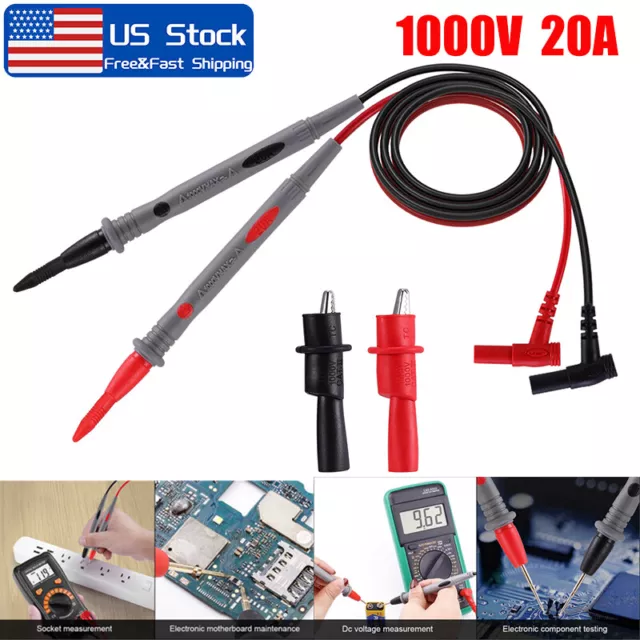 20A Universal Digital MultiMeter Lead Test Probe Wire Voltage Cable Meter Pen US