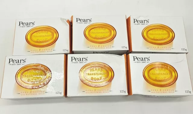 Pears Pure & Gentle Bar Soap With Natural Oils {PACK OF 6} 125g Each