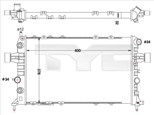 Radiatore TYC raffreddamento motore 725-0040-R per Opel Zafira A + Astra G CC + 99-05