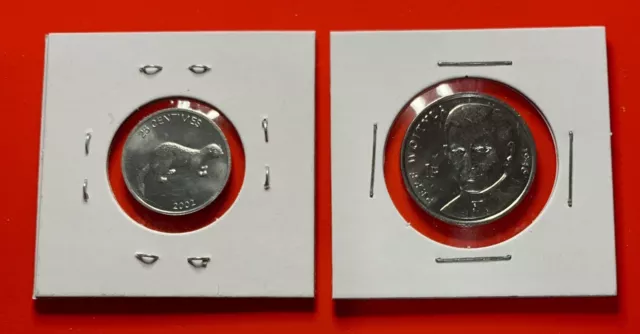 2 Coin Congo DR Uncirculated Lion Weasel Pope John Paul II  Animal World Africa