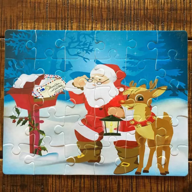 Santa & Rudolpn Cartoon Puzzle for Kids 3+ 30 piece 9.75" x 7.50" Sublimated