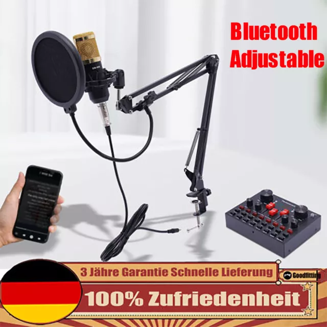 Schwarz Mikrofon + V8s Live Sound Card Kondensator Mikrofon Bundle USB-Ladekabel