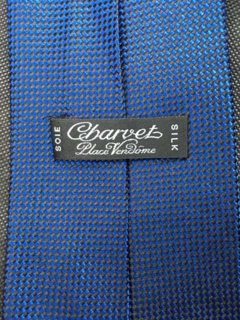 CHARVET Place Vendome Men's Blue Silk Neck Tie, Made in France - FLAW