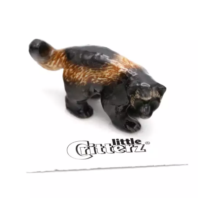 Little Critterz Dog - Hand Made Wolverine "Gulo" - Miniature Porcelain Figurine