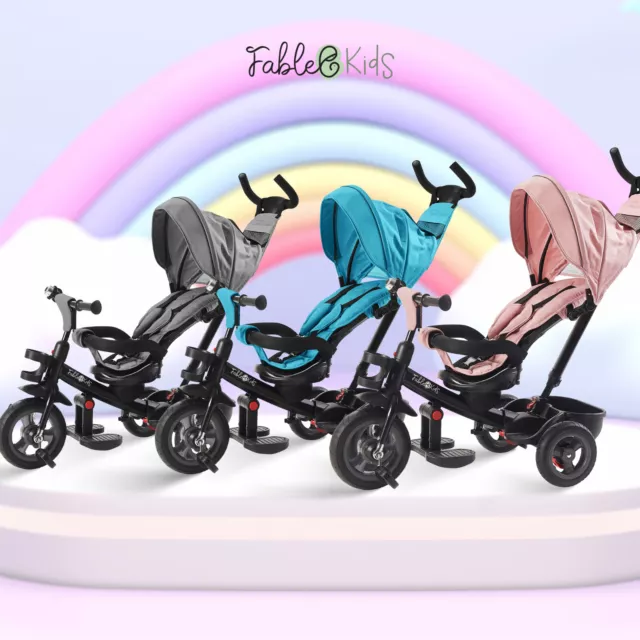 FableKids® Dreirad 5in1 Kinderdreirad Kinder Lenkstange Fahrrad Baby Kinderwagen 3