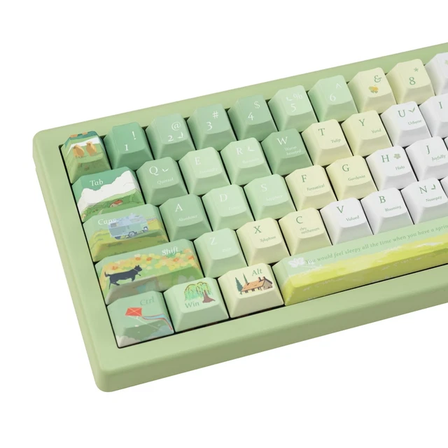CUSTOM PBT KEYCAPS 130 Keys, Cherry Profile Green Keycap, Dye ...