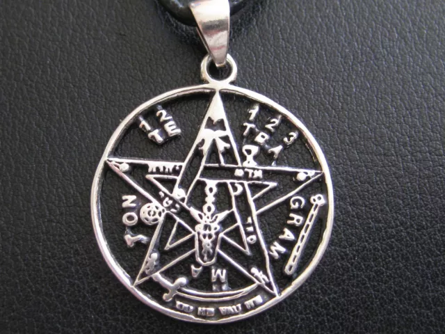 Tetragrammaton 925 er Silber Gothic Ketten Anhänger Pentagramm    / KA 283