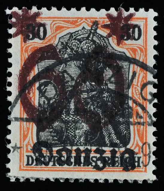 6887) Danzig 19DDII zeitgerecht gestempelt Doppelaufdruck (200,-)