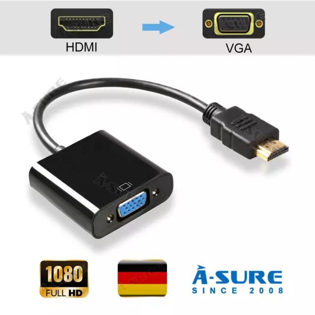 1080P HDMI zu VGA Adapter FHD Stecker auf VGA Buchse Kabel Audio Video Konverter