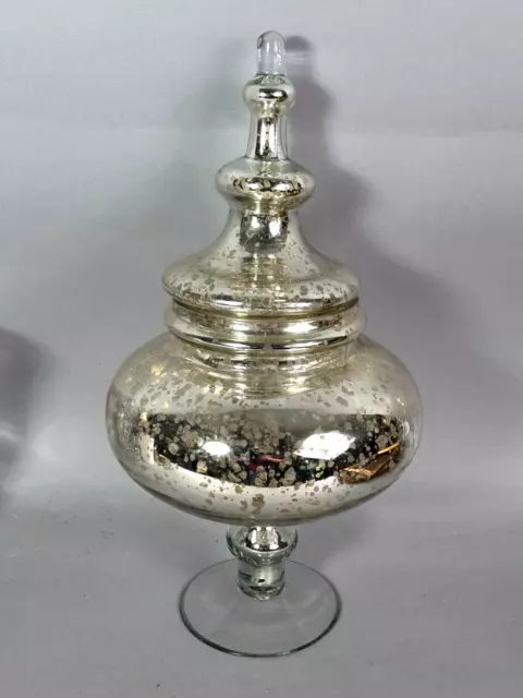 Ancien très grand pot couvert en verre églomisé 49x24 cm Belle condition