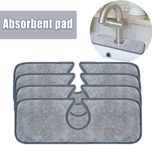 2/4x Kitchen Faucet Absorbent Mat Sink Splash Guard Microfiber Pad Water Catcher