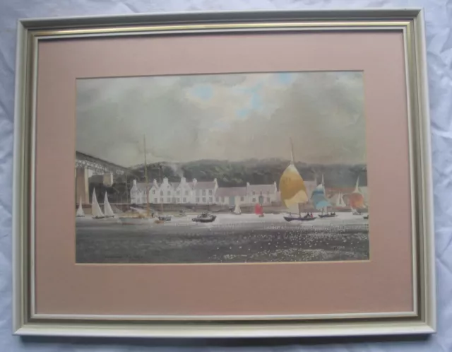 Vintage Framed print Rowland Hilder Hawes inn South Queensferry Yachts sea scene