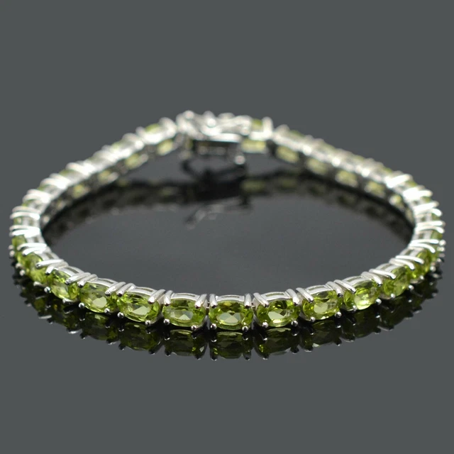 Bracelet En Argent 925 Avec Tanzanite Naturelle Ovale - Longueur 20.3 Cm - Neuf Sans Emballage