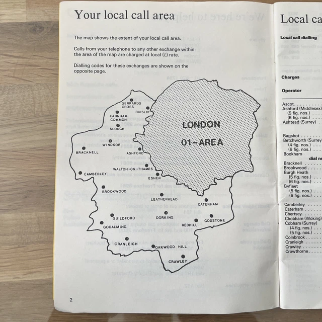 BRITISH TELECOM TELEPHONE Dialling Codes, Leatherhead July 1984 £12.38 ...