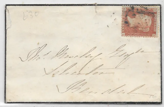 GB Queen Victoria 1d Red Star on Entire (630)