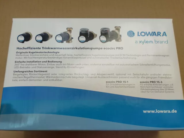 LAING Lowara Xylem Ecocirc Pro 15-1 65 Zirkulationspumpe Brauchwasserpumpe 2