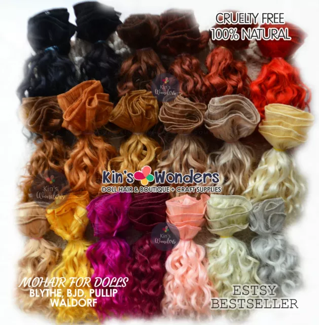 Mohair for Dolls - Curly HIGH QUALITY, make BLYTHE BJD WAldorf wig, rooting hair