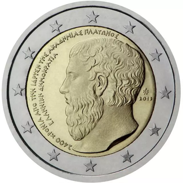 2013 Greece € 2 Euro Uncirculated UNC Coin Plato's Academy 2400 Years