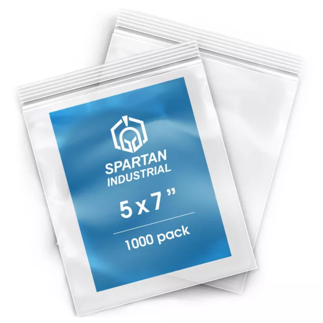 Spartan Industrial - 5” X 7” (1000 Count) 2 Mil Clear Reclosable Zip Plastic ...