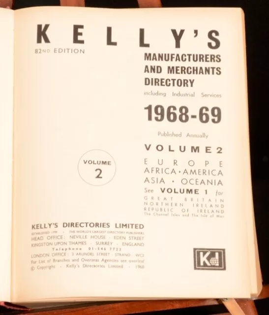 1968-69 Kellys Manufacturers And Merchants Directory Volume 2 Industrial Service 3