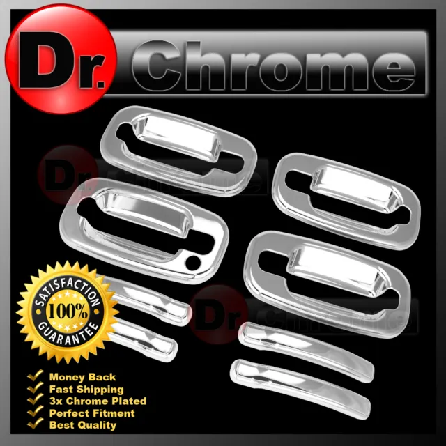 00-06 Chevy Tahoe+Suburban Triple Chrome ABS 4 Door Handle+W/O PSG KH Cover Kit