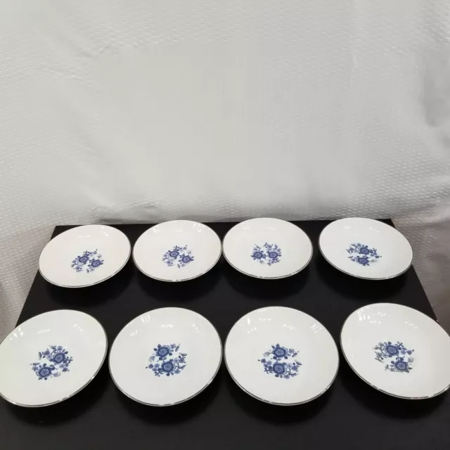 Lot of 8 Enoch Wedgwood Tunstall LTD Royal Blue Ironstone Saucers 5 7/8x1"