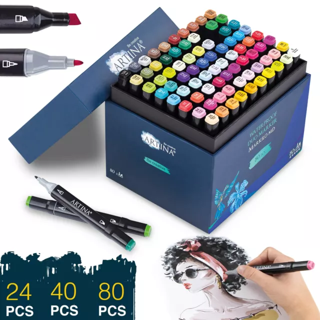 Dual Marker Set Farben Pens permanent Kunst Stift Filzstifte Markers Pen Stifte