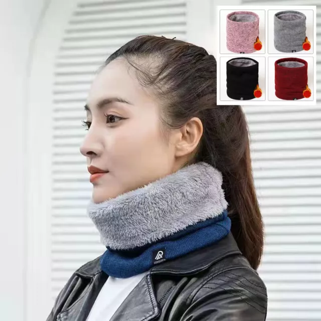 Winter Neck Scarf Ring Knitted Wool Plush Outdoor Face Cover Warm Easy Scarves