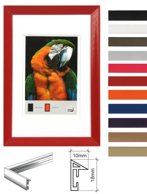Fresh Color Kunststoff Bilderrahmen 10x15 bis 40x60 mit Passepartout Foto Rahmen