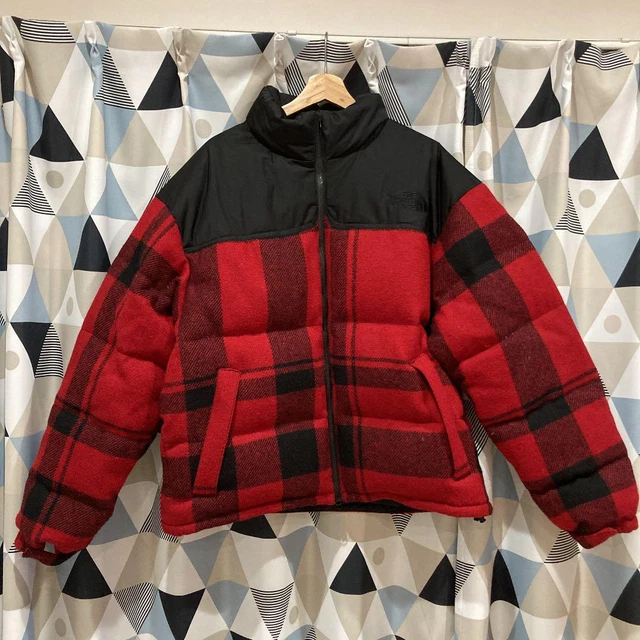 North Face Viola Harris Tweed Nuptse Piumino Giacca Rosso Plaid XL ND2969N